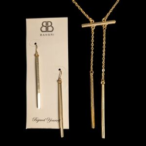 Gold Bar Drop Earrings